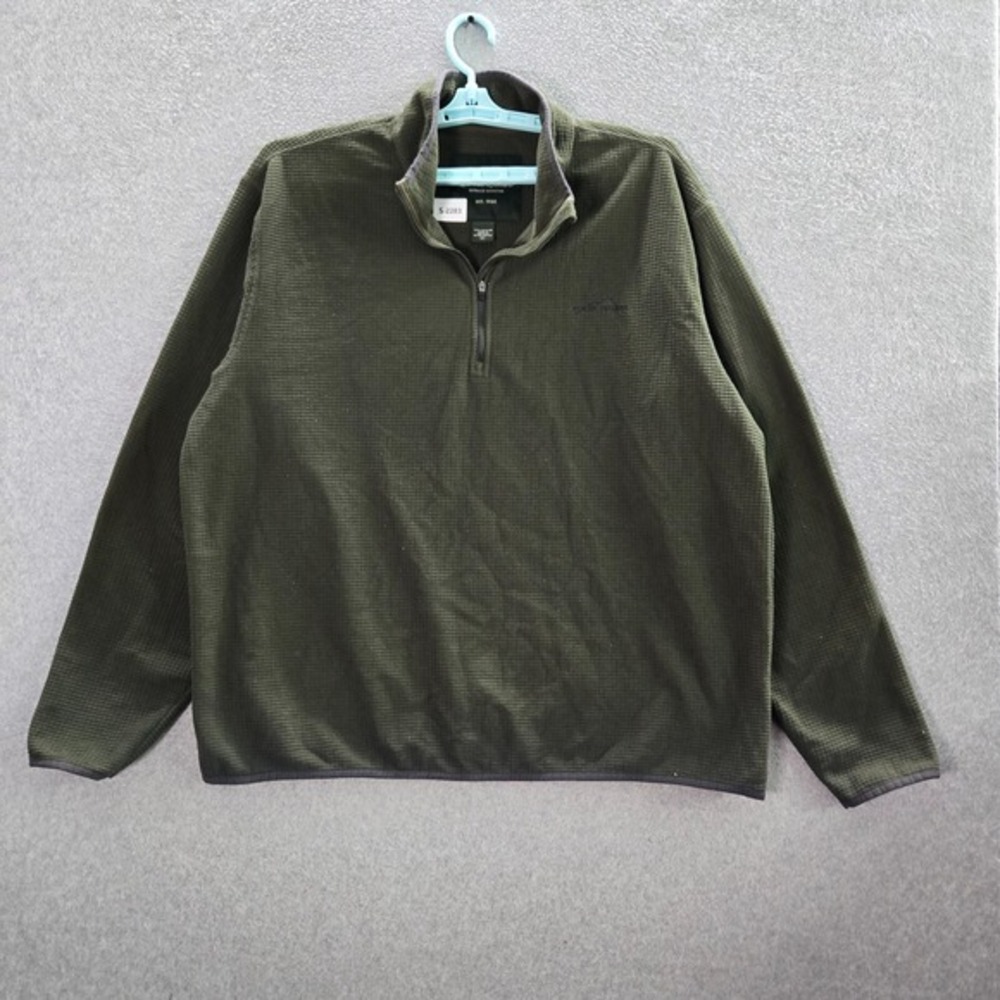 Eddie Bauer Women Sweater XL Green Fleece Logo 1/4 Zip Long Sleeve